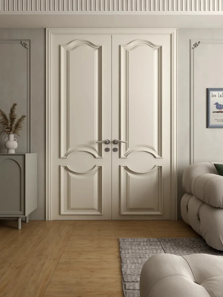 Ivory painted double doors in a French style