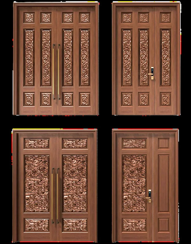 Chinese carved timber door with hand-cut ornament